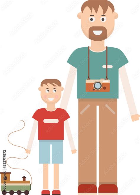 Cartoon Father and Son Isolated Illustration on Transparent Background ...