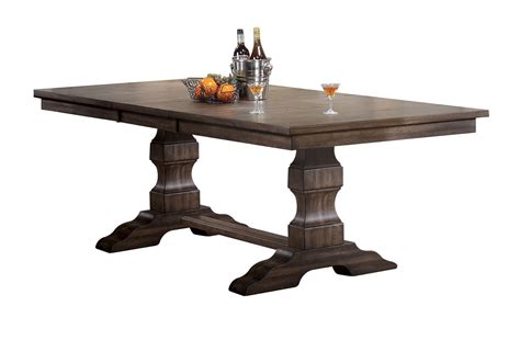 Acme Aurodoti Dining Table With Double Pedestal Oak 66100 At