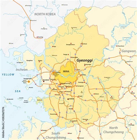 Expressway Map Of South Korea S Gyeonggi Province And The Capital Of