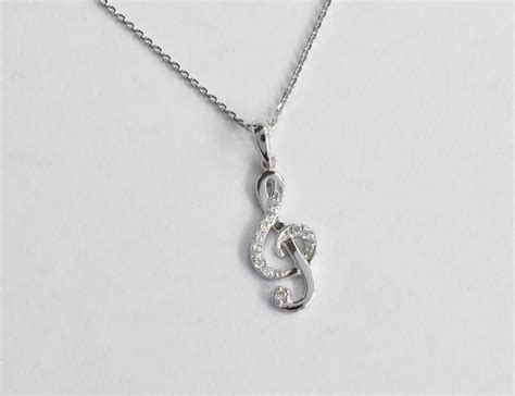 10k 14k 18k Gold Diamond Music Note Necklace White Gold Etsy UK