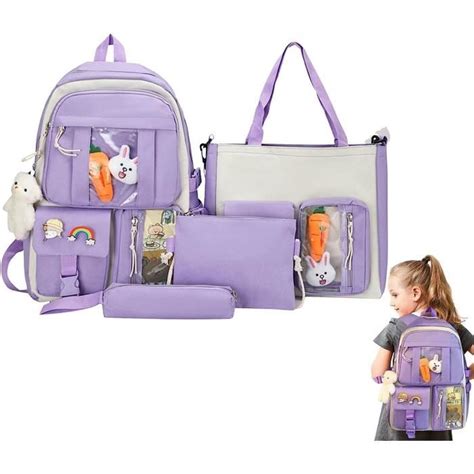 Ensemble De Sac À Dos Kawaii Sac À Dos D École Pour Filles 4 Pcs