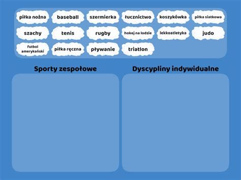 Rodzaje dyscyplin sportowych Categorías