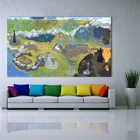 Lord Of The Rings Map Canvas Art Poster For Home Living Room Decor ...