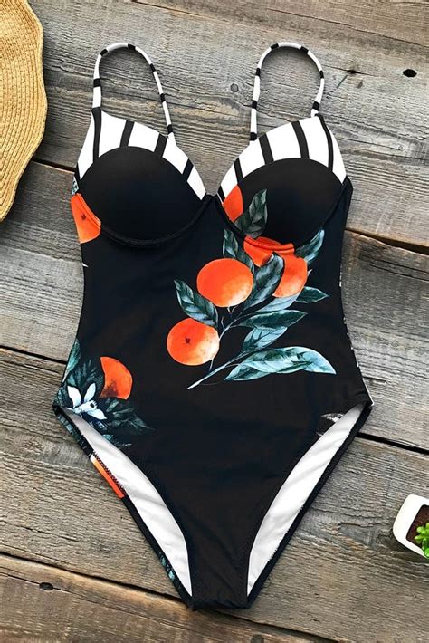 Cupshe Orange Angel Print One Piece Swimsuit Fruit Print Swimsuits