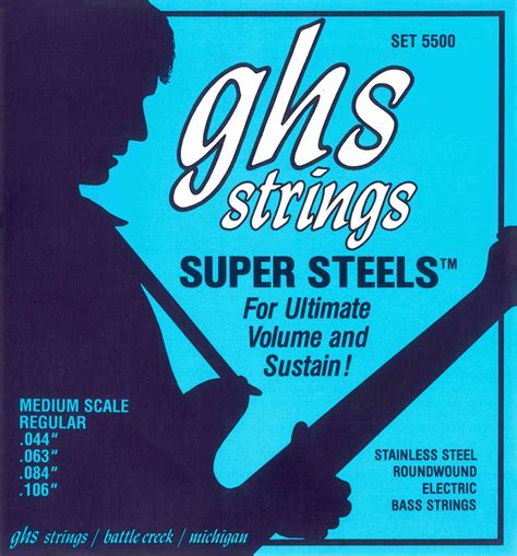 Ghs Super Steels Stainless Steel Electric Bass Strings Medium Scale 4 String 44 106