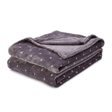 Superior Metallic Polka Dot Print Fleece Throw Blanket Grey Twin