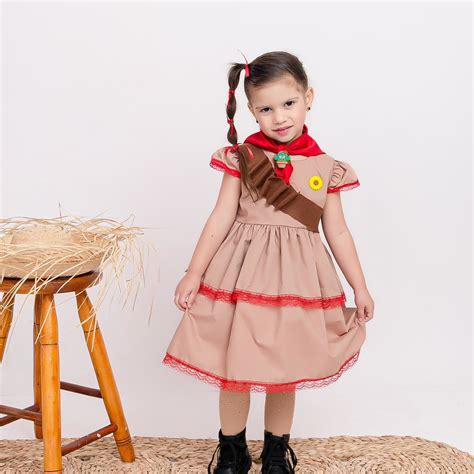 Vestido Infantil Roupa Maria Bonita Fantasia Canga Eira Elo