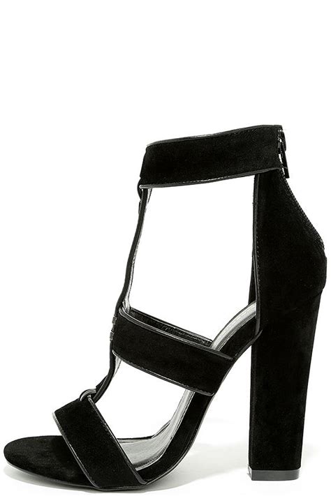 Sexy Black Heels Vegan Suede Heels Caged Black Heels 3600 Lulus