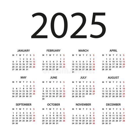 Calendar 2025 Illustration Week Starts On Monday Calendar Set For