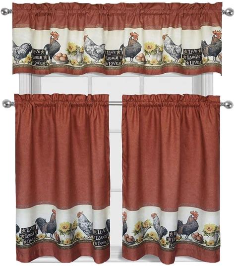 Decotex 3 Piece Window Treatment Kitchen Curtain Tier And Valance Set 36 Tier Set