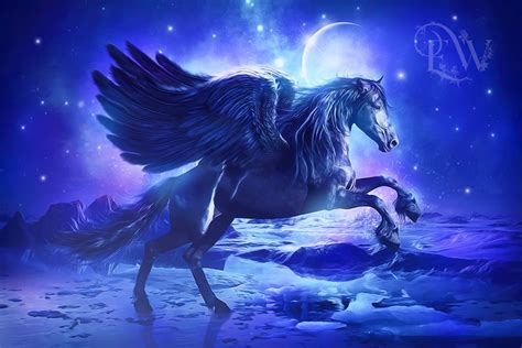 Pegasus print Pegasus art Black Pegasus art black horse | Etsy