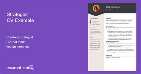 Strategist CV Examples Template 20 Tips