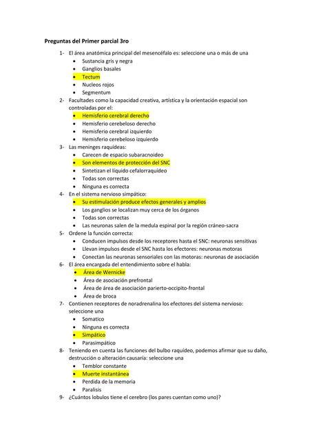 Preguntas Del Primer Parcial Arti Iii Futuramedica Encolores Udocz