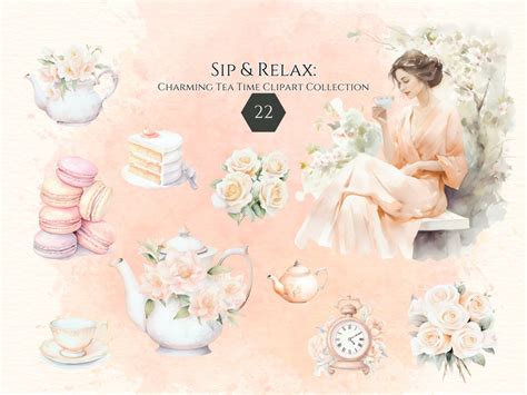 Watercolor Tea Party Clipart Tea Set Clipart Tea Time Clipart Teacup