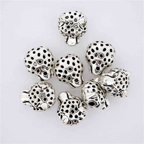 Leopard Head Bead · Antique Silver Plated Finding · 13mm · 8pcs Finding Tejas Beads