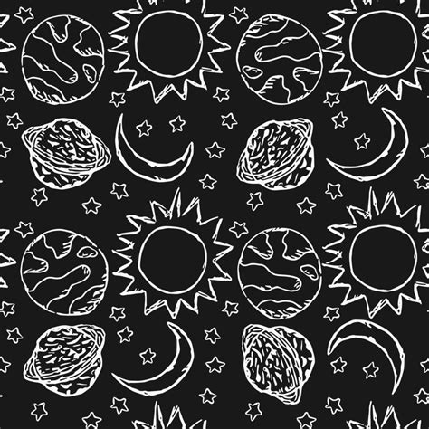 Seamless Space Pattern Cosmos Background Doodle Vector Space