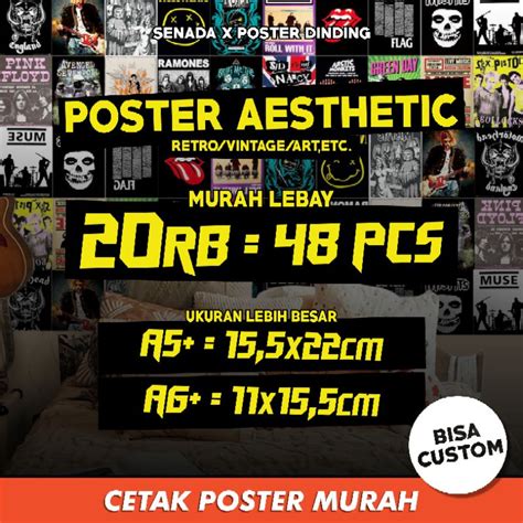 Jual Poster Dinding Aesthetic Isi 48 Poster Hiasan Dinding Kamar Cowokcewek Poster Retro