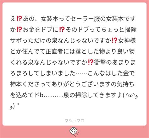 え⁉️あの、女装本ってセーラー服の女装本ですか⁉️お金をドブに⁉️そのドブってちょっと掃除サボっただけの泉なんじゃないですか⁉️女神様とか住ん