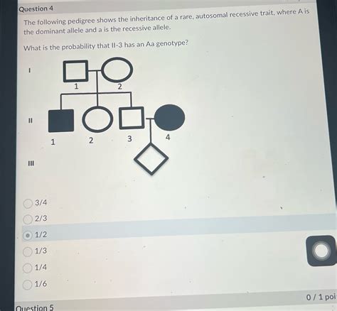 [solved] Question 4 The Following Pedigree Shows The Inheritance Of A