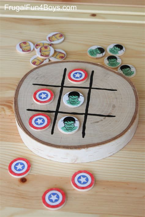 DIY Avengers Wooden Tic Tac Toe Game - Frugal Fun For Boys and Girls