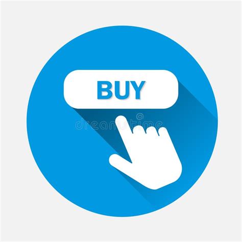 Buy Button Vector Icon With Long Shadow The Hand Presses The Buy