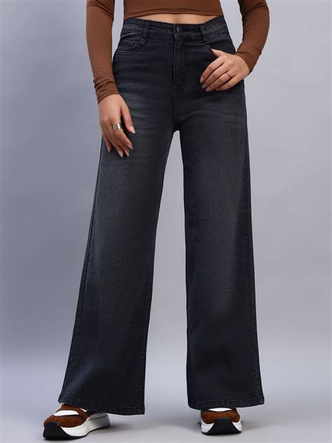 buy guti women flared high rise light fade stretchable jeans jeans