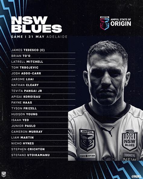 nrl  state  origin team lists blues team list team news