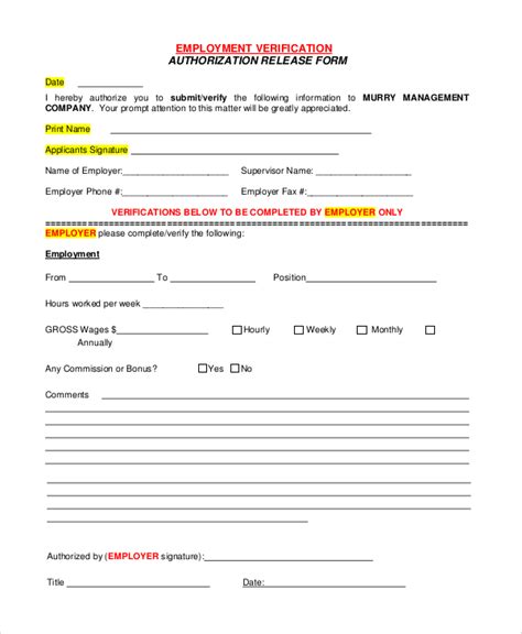 Printable Downloadable Employment Verification Form Francesco Printable