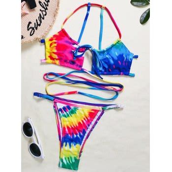 Emmiol Free Shipping 2024 Criss Cross Rainbow Bikini Set Beetroot