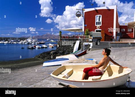 Fish Restaurant At The Harbour Of Puerto Del Carmen Lanzarote Canary