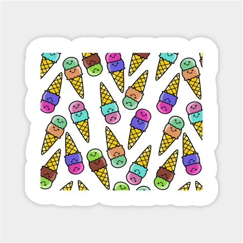 Cute Kawaii 2 Scoop Ice Cream Cones Pattern Kawaii Ice Cream Magnet Teepublic