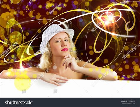 Nude Girl Standing Behind White Blank Stock Photo Edit Now