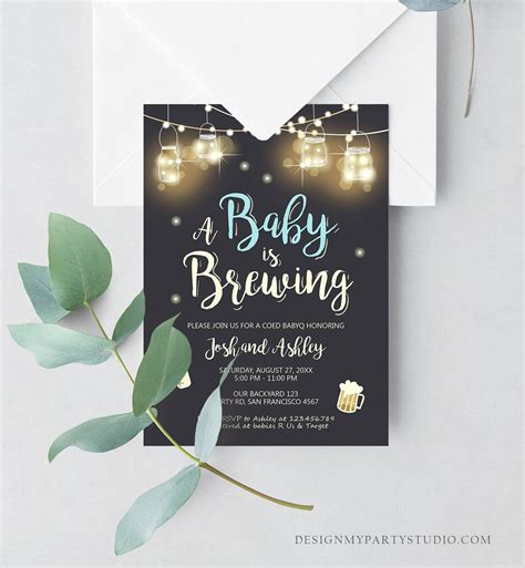 Editable A Baby Is Brewing Invitation Bottle And Beers Baby Etsy