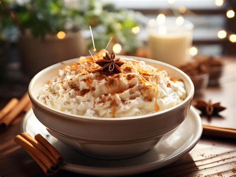 Premium Ai Image A Creamy Bowl Of Rice Pudding Topped With A Sprinkle