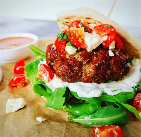 Lamb Feta Burgers With Harissa Sauce Bbq Recipes Lamb Recipes Harissa