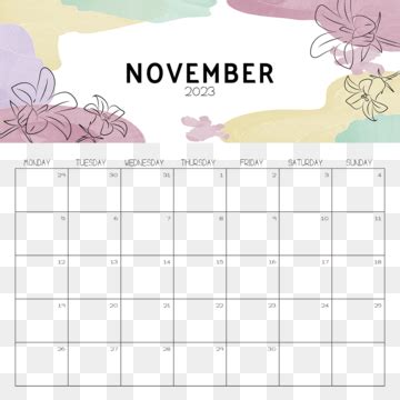 November 2023 Month Calendar Flower, 2023, Month, November PNG and ...