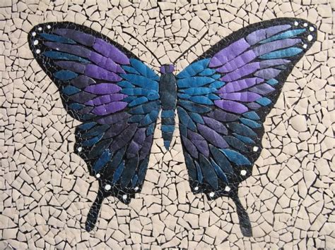 Blue Butterfly Linda Biggers Mixed Media And Eggshell Mosaics