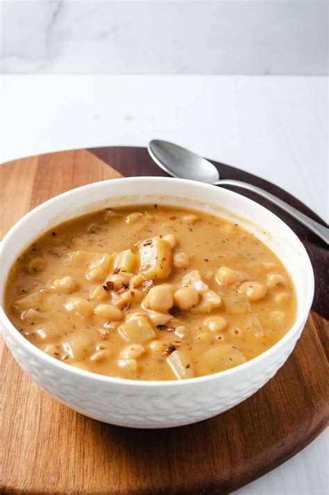 One Pot Vegan Italian Creamy Chickpea Potato Soup No Salt No Oil