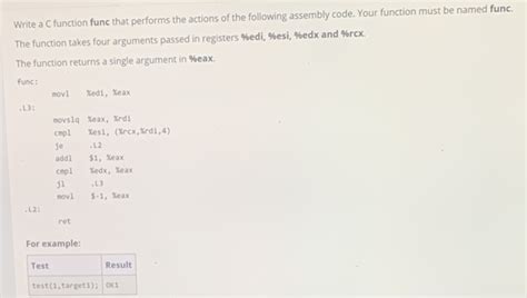 Solved Write A C Function Func That Performs The Actions Of