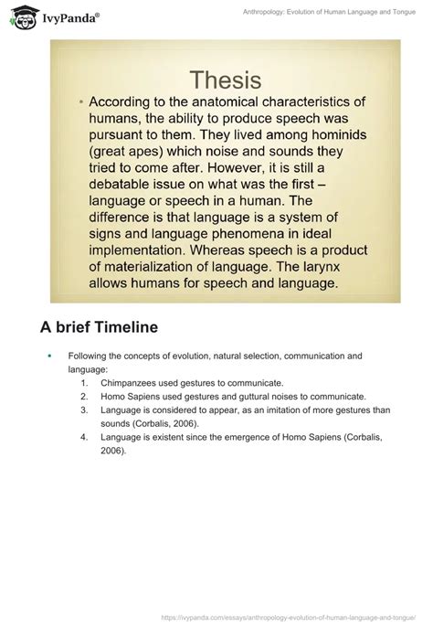 Anthropology Evolution Of Human Language And Tongue 973 Words