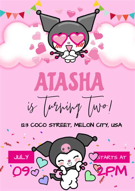 Pink Kuromi Birthday Invitation Template Postermywall