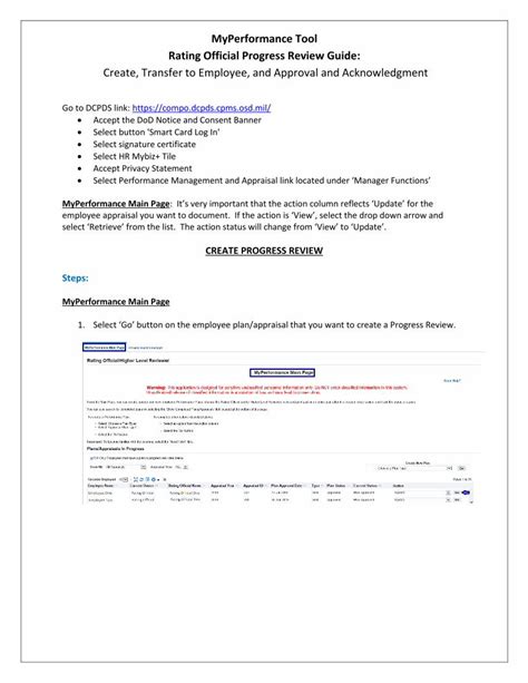 Pdf Myperformance Tool Rating Official Progress Review Guide