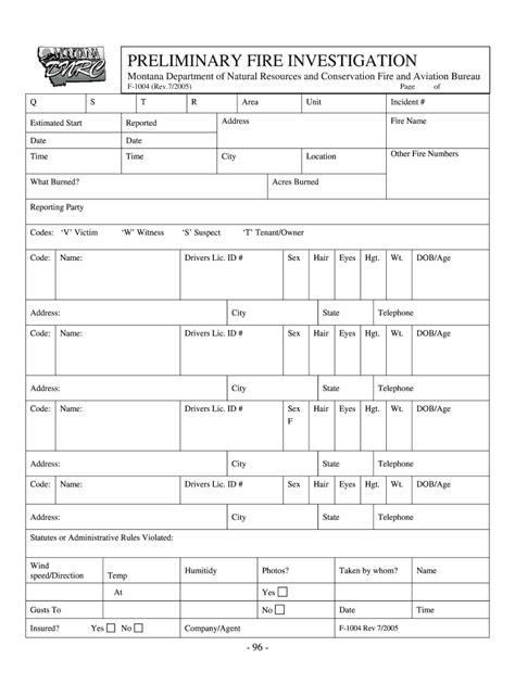 Fillable Online Dnrc Mt FIRE INVESTIGATION FORMS Fax Email Print