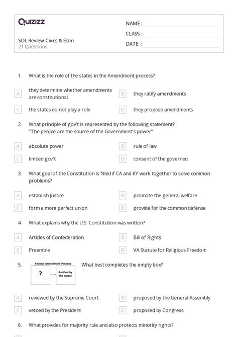 50 Civics Worksheets For 8th Grade On Quizizz Free Printable