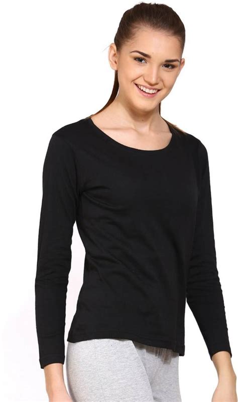 Ap Pulse Women Black Solid Pure Cotton T Shirts Jiomart