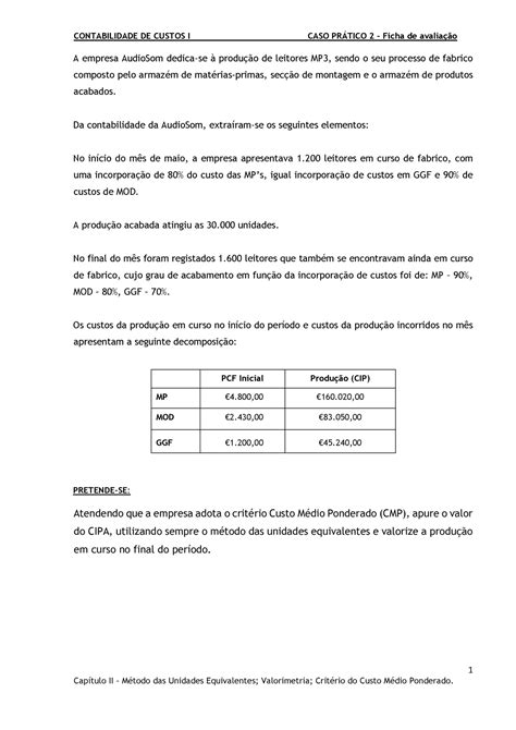 Caso Pr Tico Unidades Equivalentes Crit Rio Cm