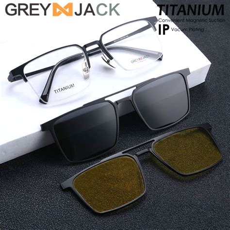 Jual Grey Jack Frame Kacamata Titanium Clip On In Lens Polarized