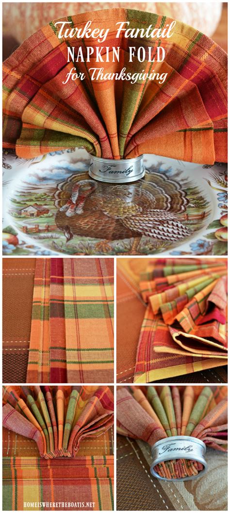 Turkey Fantail Napkin Fold Tutorial For Thanksgiving Home Is Where The Boat Is