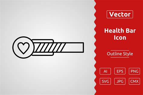 Vector Health Bar Outline Icon Design Graphic By Muhammad Atiq