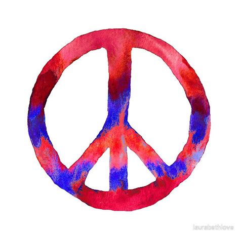 Patriotic Peace Sign Watercolor Tie Dye Red White Blue A Line Dress